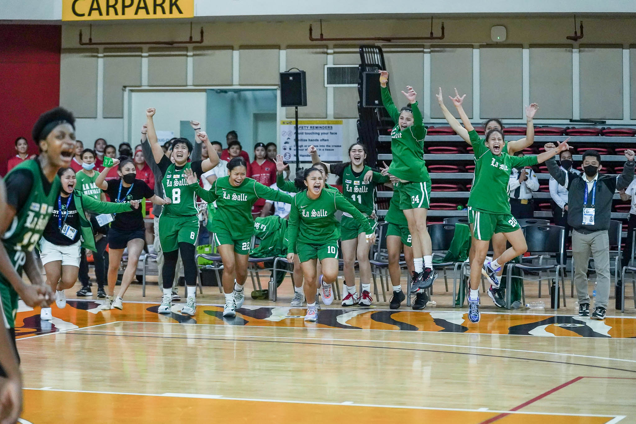 La Salle celebrates as the final whistle blows.  — IMAGE SUPPORTED BY UAAP