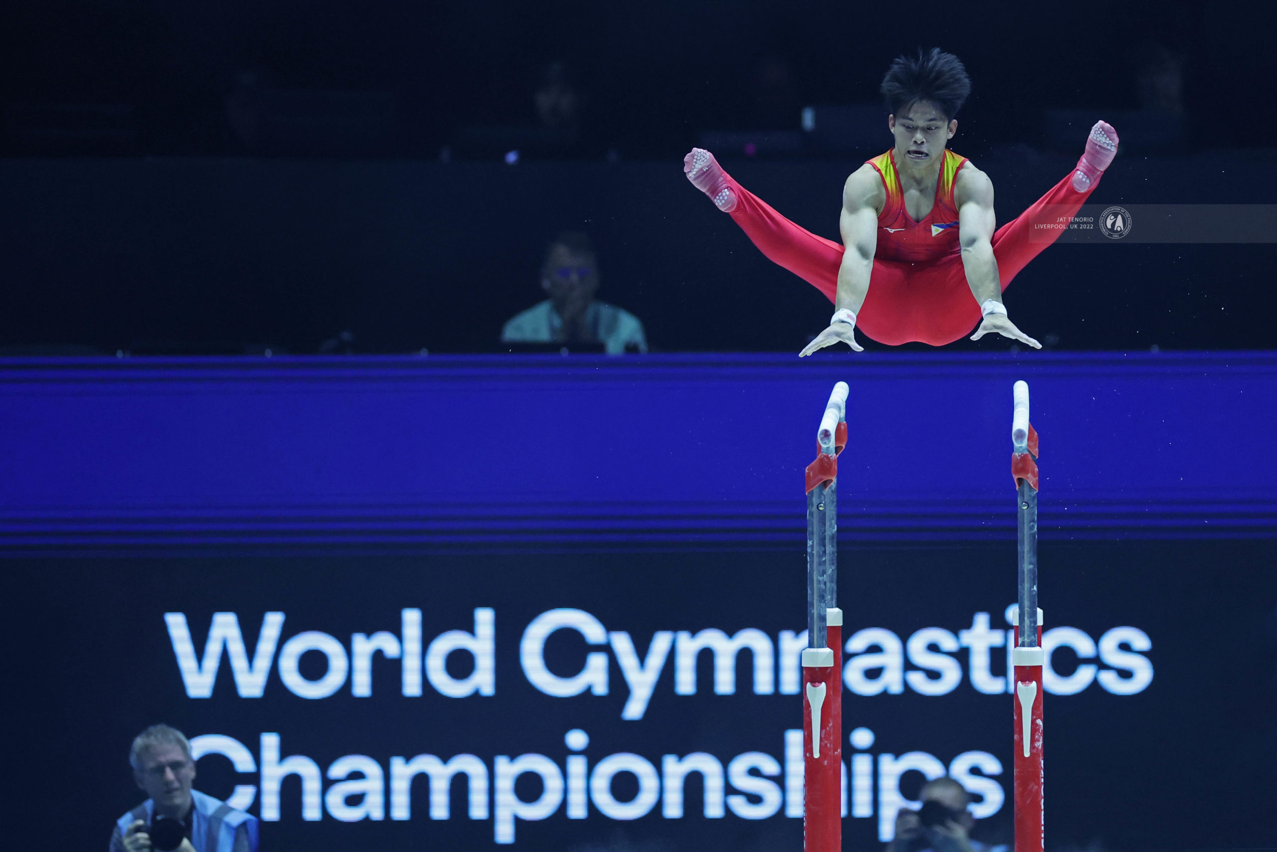 Carlos Yulo during his parallel bars routine in the 51st FIG Artistic Gymnastics World Championships. –JAT TENORIO/CONTRIBUTED PHOTO
