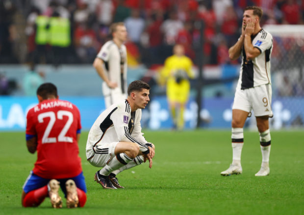 Soccer Football - FIFA World Cup Qatar 2022 - Group E - Costa Rica v Germany - Al Bayt Stadium, Al Khor, Qatar - December 1, 2022 Germany's Kai Havertz looks dejected after the match as Germany are eliminated from the World Cup REUTERS/Matthew Childs
