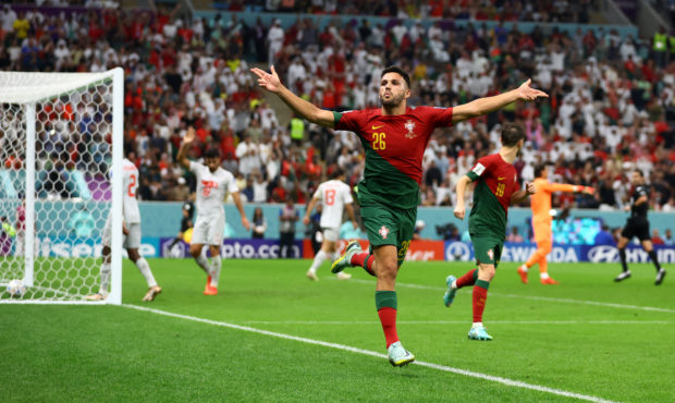  - Portugal v Switzerland - Lusail Stadium, Lusail, Qatar - December 6, 2022  Portugal's Goncalo Ramos celebrates scoring their fifth goal and his hat-trick 