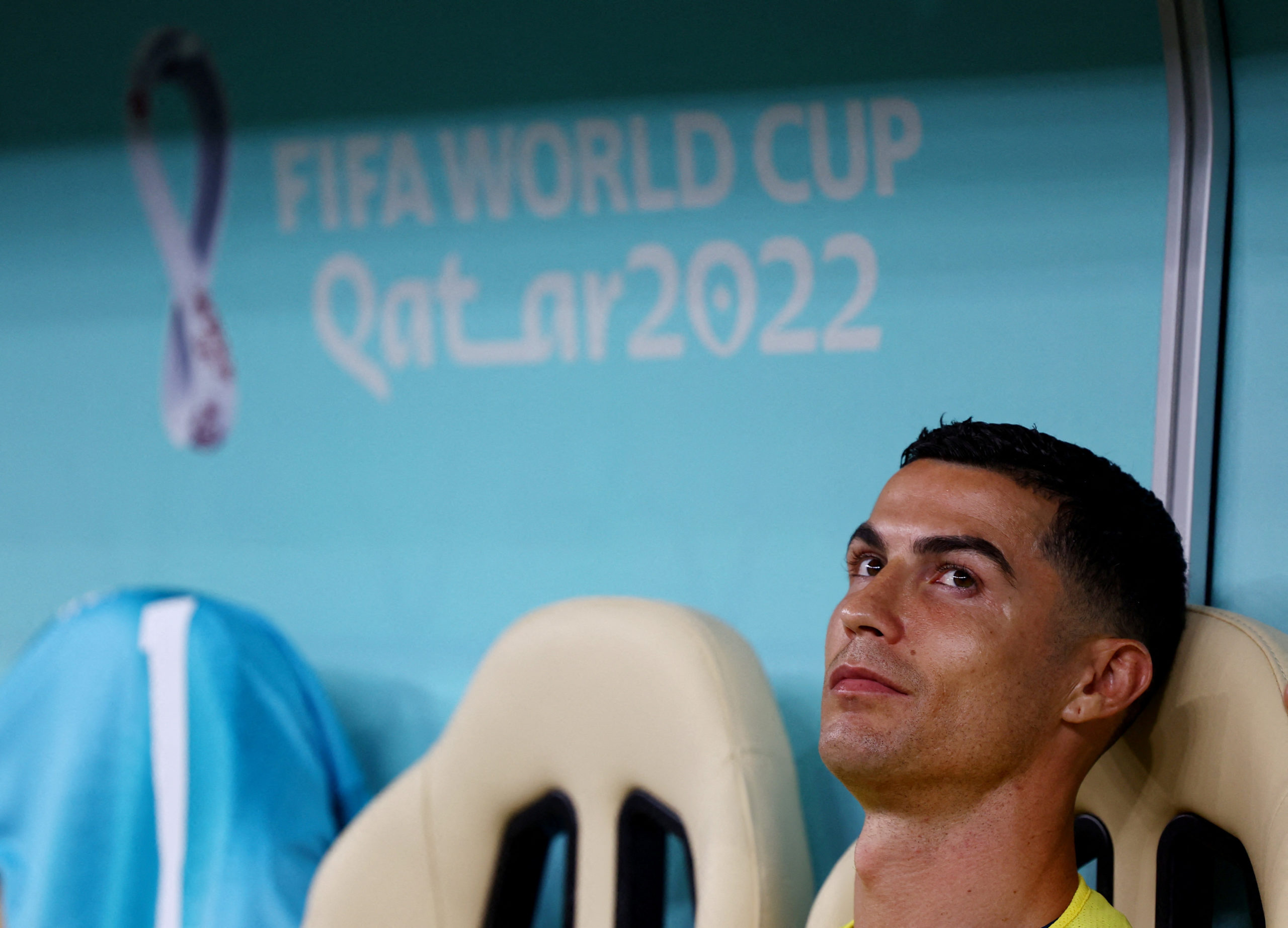 FIFA World Cup Qatar 2022 - Round of 16 - Portugal v Switzerland - Lusail Stadium, Lusail, Qatar - December 6, 2022 Portugal's Cristiano Ronaldo on the substitutes bench before the match 