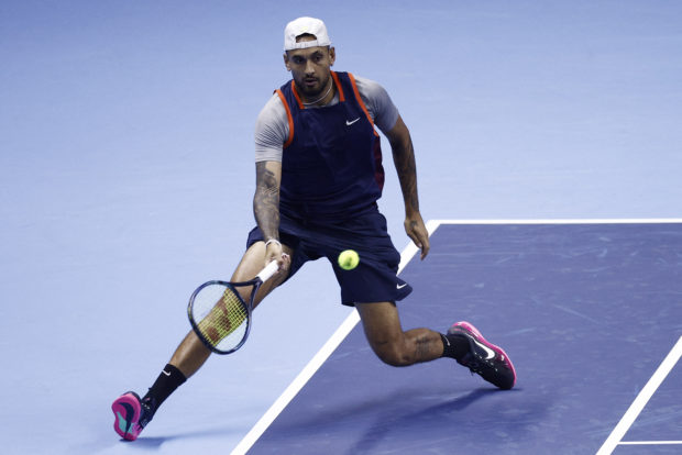 s Turin - Pala Alpitour, Turin, Italy - November 14, 2022 Australia's Nick Kyrgios in action during the group stage doubles match against Britain's Neal Skupski and Netherlands' Wesley Koolhof 