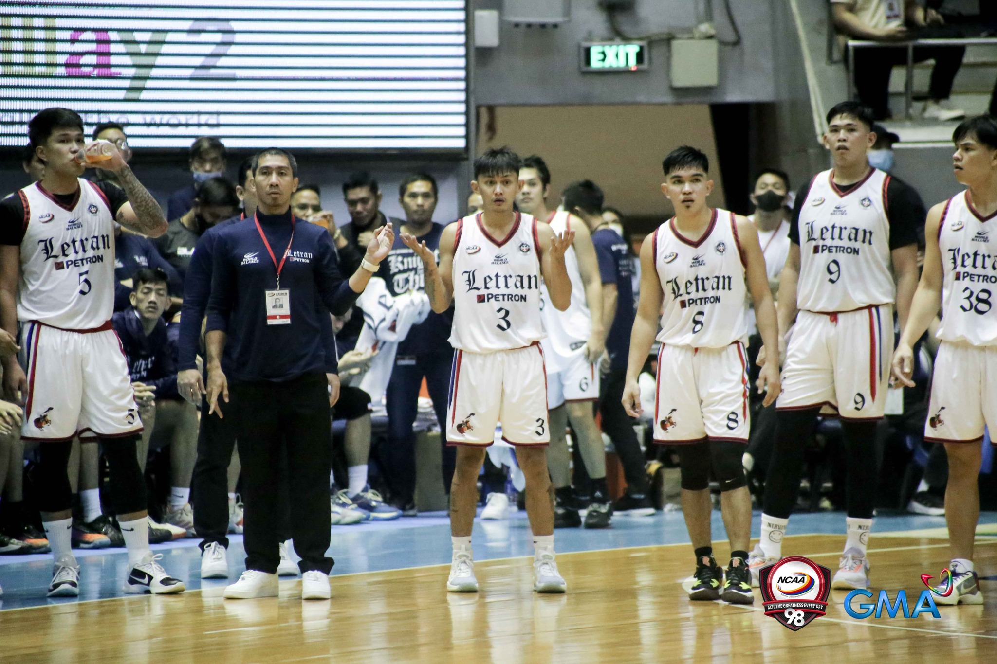 Letran Knights in Game 2 of the NCAA men's basketball finals. –NCAA PHOTO
