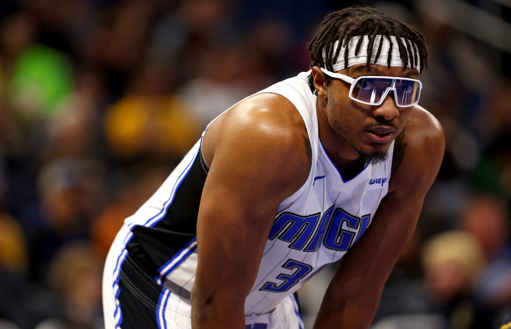 ORLANDO, FLORIDA - JANUARY 25: Wendell Carter Jr. #34 of the Orlando Magic looks on during a game against the Indiana Pacers at Amway Center on January 25, 2023 in Orlando, Florida. 