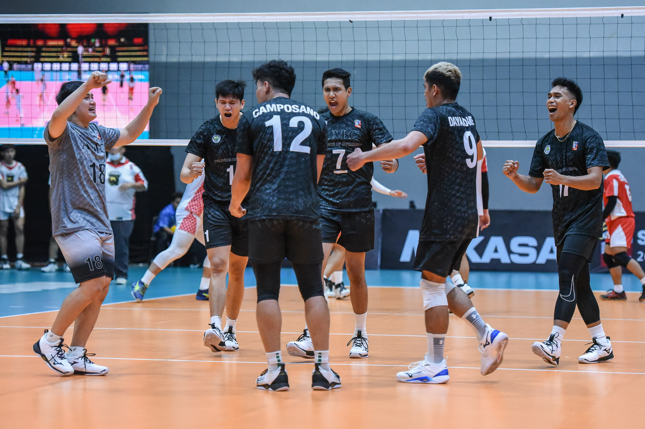 AMC-Cotabato celebrates during a Spikers' Turf match. –PVL PHOTO