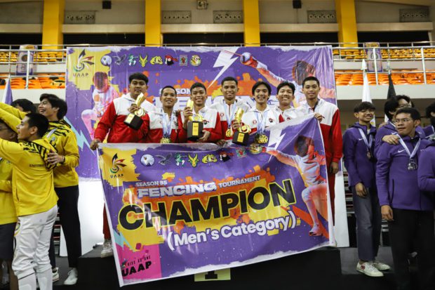 UE wins title in the UAAP Season 85 women's fencing championships. –UAAP PHOTO