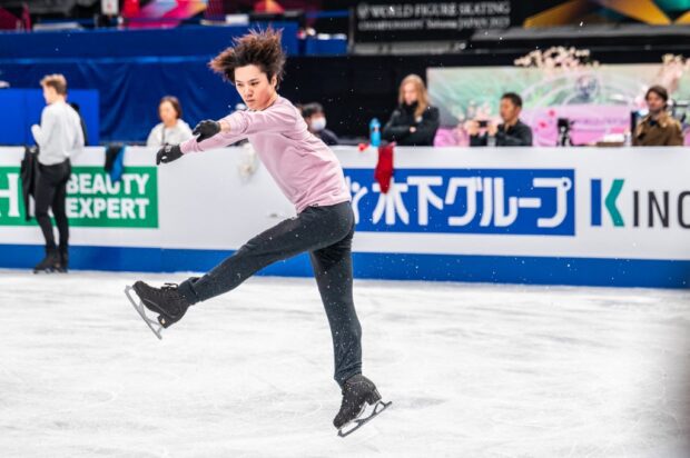 Shoma Uno of Japan participates in a practice session during the 2023 ISU Figure Skating World Championships at Saitama Super Arena in Saitama on March 21, 2023. (Photo by Yuichi YAMAZAKI/AFP)