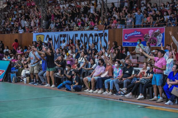 Fans watching the PVL provincial game at the San Agustin Gymnasium in Iloilo.  - PVL PHOTO