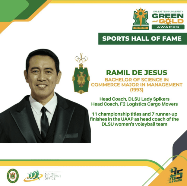 Ramil De Jesus membuat FEU Sports Hall of Fame