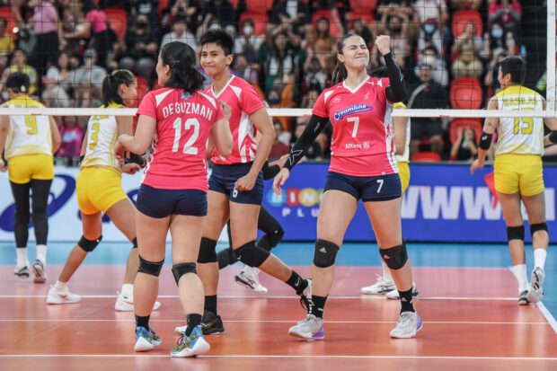 Michele Gumabao (photo above, No. 7) is looking to do even better when the Cool Smashers gun for a Finals berth on Tuesday. —PVL PHOTOS