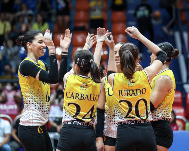 UST Tigresses in the goes for a kill in the UAAP Season 85 women's volleyball tournament. –UAAP PHOTO
