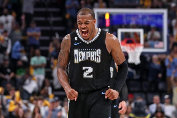  Xavier Tillman #2 of the Memphis Grizzlies reacts during the second half against the Los Angeles Lakers of Game Two of the Western Conference First Round Playoffs at FedExForum on April 16, 2023 in Memphis, Tennessee. 