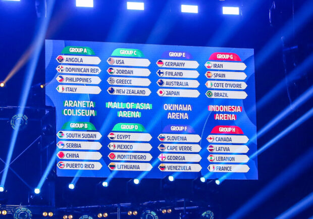 Final groupings of the Fiba Basketball World Cup 2023. –MARLO CUETO/INQUIRER.net
