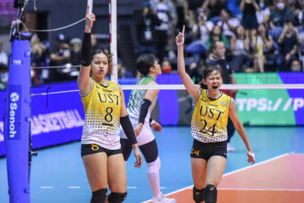 Eya Laure (photo above, left) has gotten a lot of support from the likes of Cassie Carballo, whose playmaking has harnessed UST’s bevy of scorers. —UAAP MEDIA