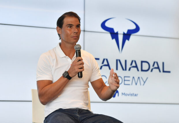 Tenis - Konferensi Pers Rafael Nadal - Akademi Rafa Nadal, Mallorca, Spanyol - 18 Mei 2023 Rafael Nadal dari Spanyol mengumumkan bahwa ia telah mengundurkan diri dari Prancis terbuka selama konferensi pers 