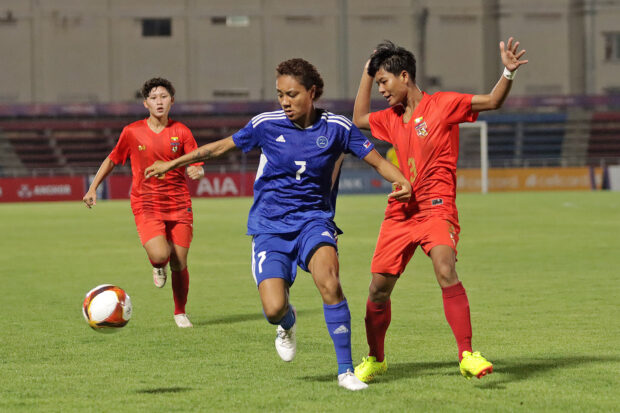 Philippines vs Myanmar in the 32nd SEA Games.  –PHILIPPINE WOMEN'S FOOTBALL TEAM