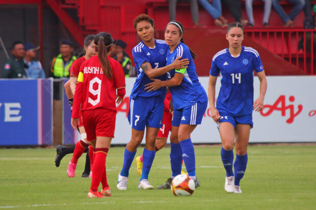 Philippine women's football team during the SEA Games 2023 competition. –PH WOMEN'S FOOTBALL TEAM PHOTO