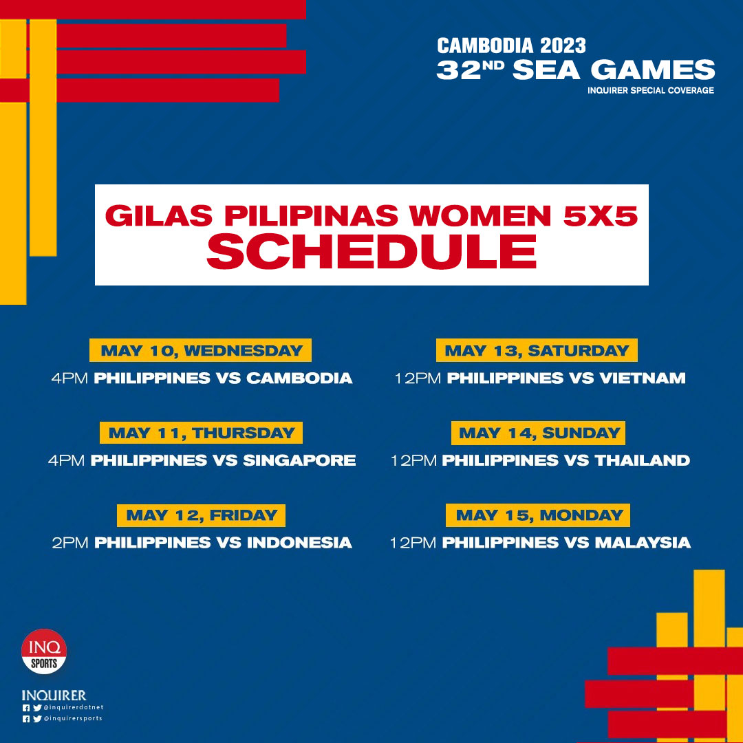SCHEDULE Gilas Pilipinas at SEA Games 2023 5x5 basketball Verve times