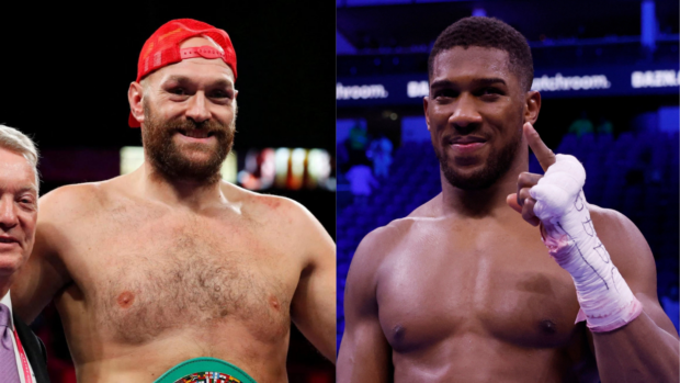 Los boxeadores británicos Tyson Fury y Anthony Joshua.  – FOTO REUTERS