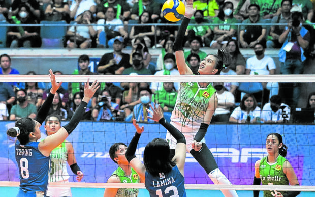Thea Gagate was the big difference on both ends for the Lady Spikers.  —AUGUST DELA CRUZ