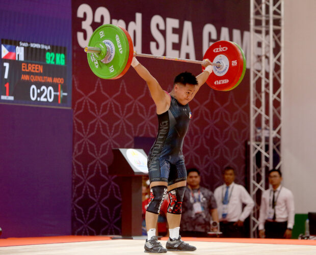 Elreen Ando demolishes the field, and records, to win the country’s first weightlifting gold medal. —PHILIPPINE OLYMPIC COMMITTEE