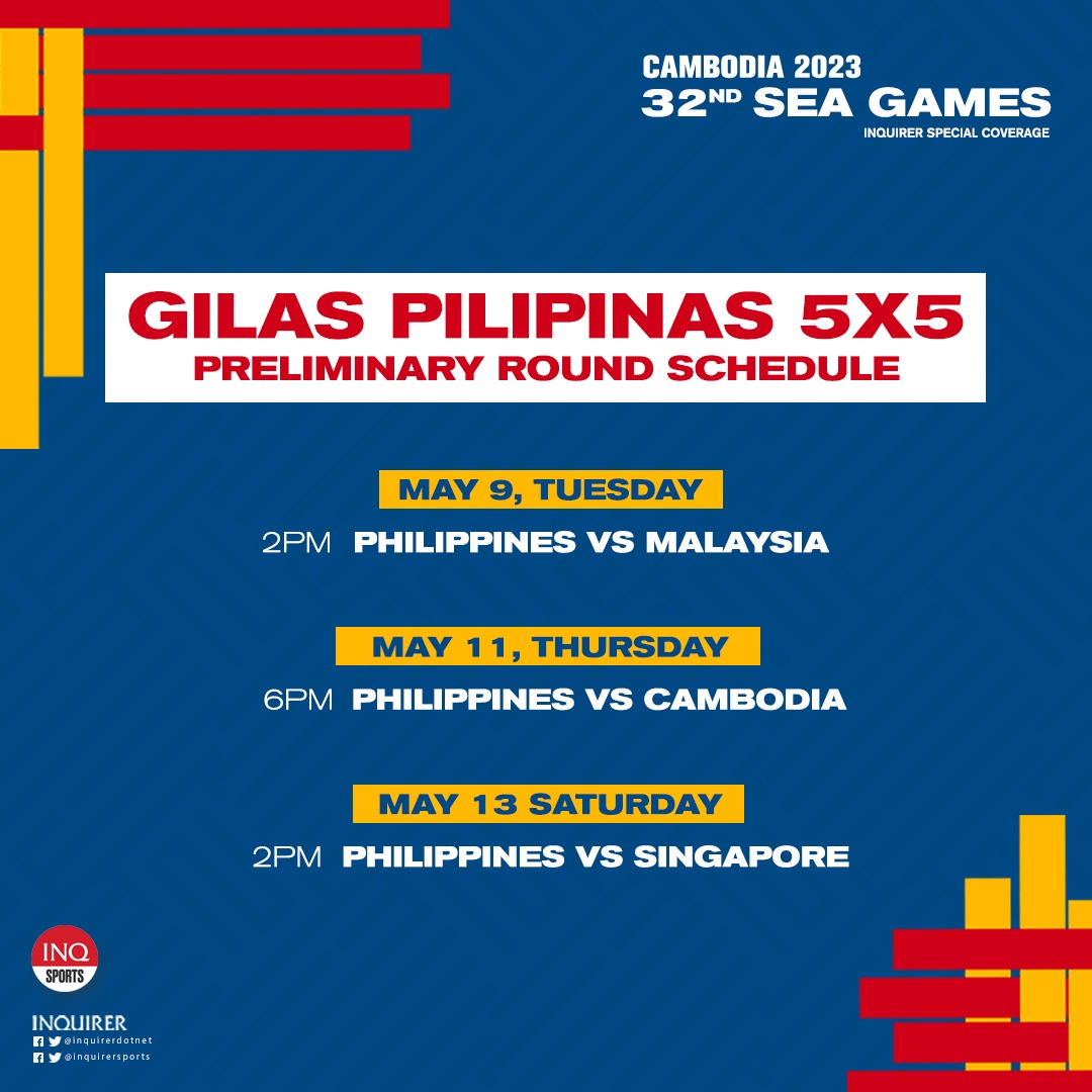 SCHEDULE Gilas Pilipinas at SEA Games 2023 5×5 basketball Consumers