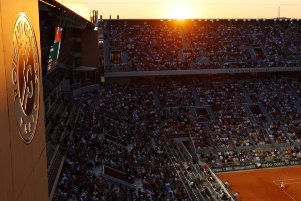Tennis - French Open - Roland Garros, Paris, France - June 4, 2023 General view during the fourth round match between Belarus' Aryna Sabalenka and Sloane Stephens of the U.S.