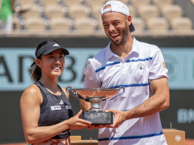 Jun 8 2023; Paris,France; Miyu Kato (JPN) and Tim Puetz (GER) defeated Bianca Andreescu (CAN) and Michael Venus (NZL) in the mixed doubles final on day 12 at Stade Roland-Garros. 