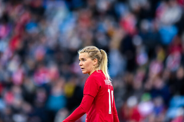 Norway's forward Ada Hegerberg is seen during the Women's FIFA World Cup 2023 qualification football match Norway v Poland in Oslo, on April 12, 2022. (Photo by Annika Byrde / NTB / AFP) / Norway OUT
