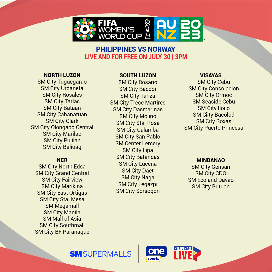 LIST OF SM MALLS WATCH PARTY VENUES FOR FILIPINAS