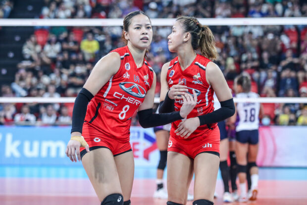 Sisters Eya and EJ Laure playing for Chery Tiggo Crossovers in the PVL.