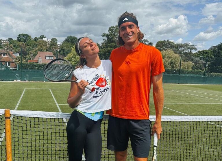 Love match at Wimbledon for power couple Stefanos Tsitsipas, Paula