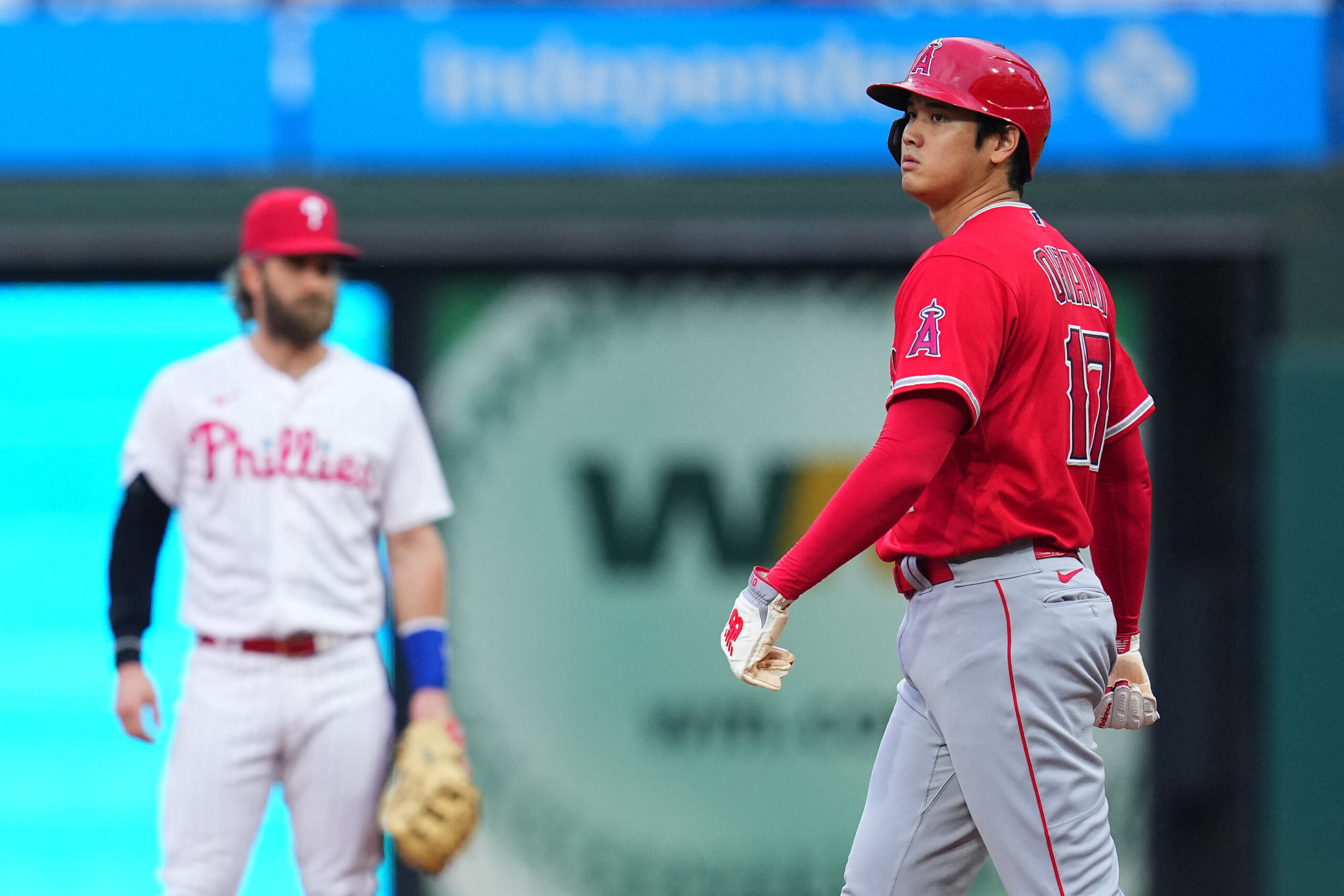  Shohei Ohtani #17 of the Los Angeles Angels Bryce Harper MLB