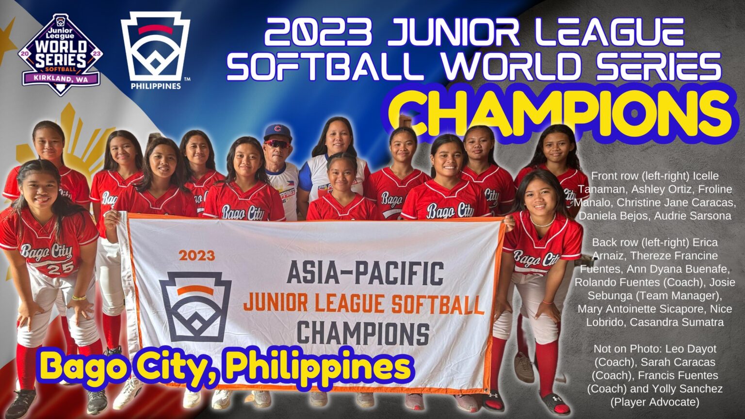 Philippines' Bago City wins Junior League Softball World Series