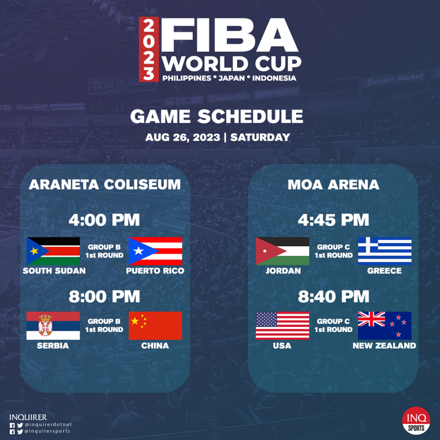 Fiba World Cup in Manila Schedule of games Inquirer Sports