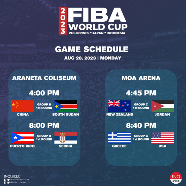 Fiba World Cup august 28 schedule