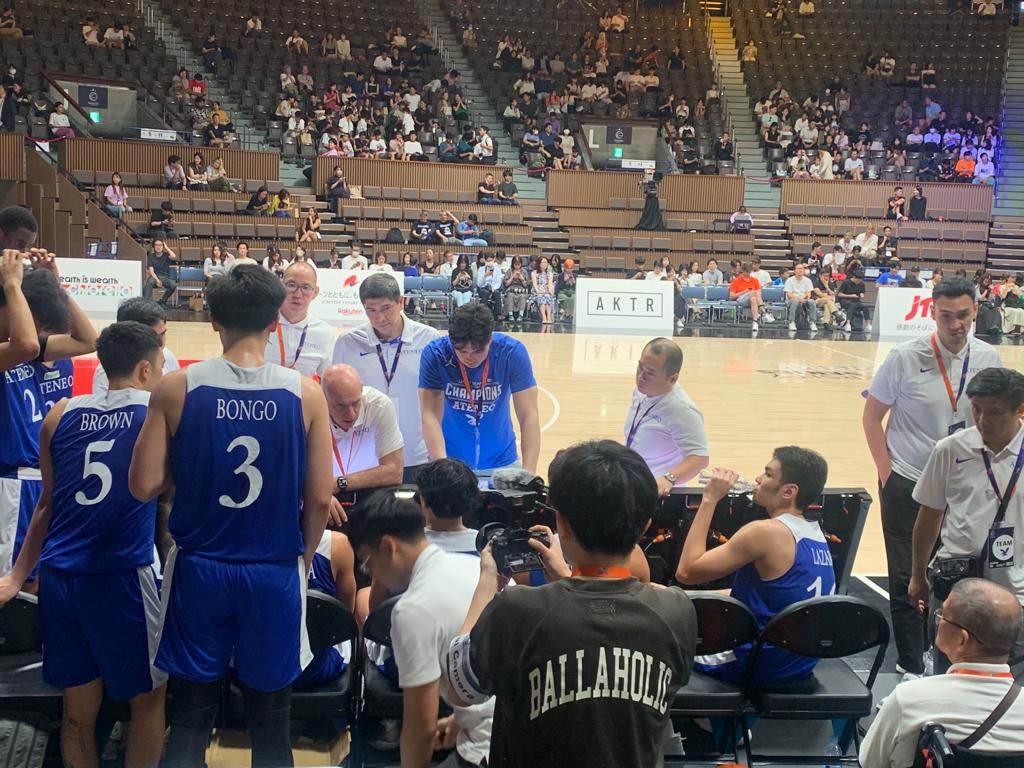 Coach Tab Baldwin and Ateneo Blue Eagles during a friendly game against a Japanese U21 selection team