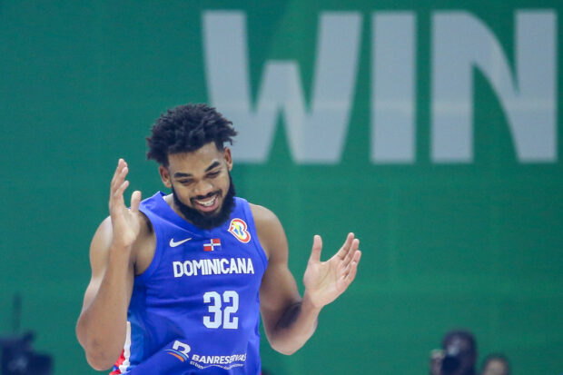 Dominican Republic's Karl-Anthony Towns in a Fiba World Cup game against Italy