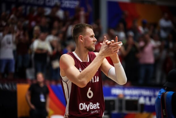Latvia's Kristaps Porzingis fiba world cup