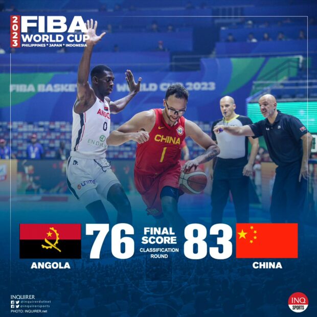 China vs Angola Fiba World Cup classification phase final scofe