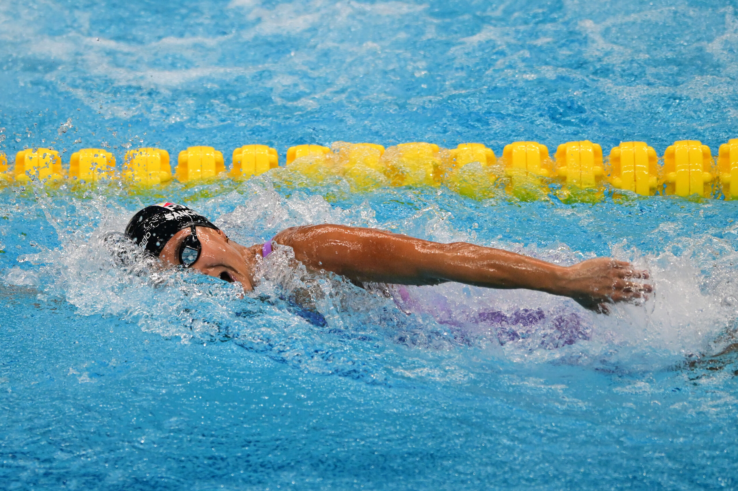 Kayla Noelle Sanchez of the Philippines is seen during the 19th Asian Games Women's 400m Freestyle Swimming Final held at the Hangzhou Olympic Sports Centre Aquatic Sports Arena in Hangzhou, China.
