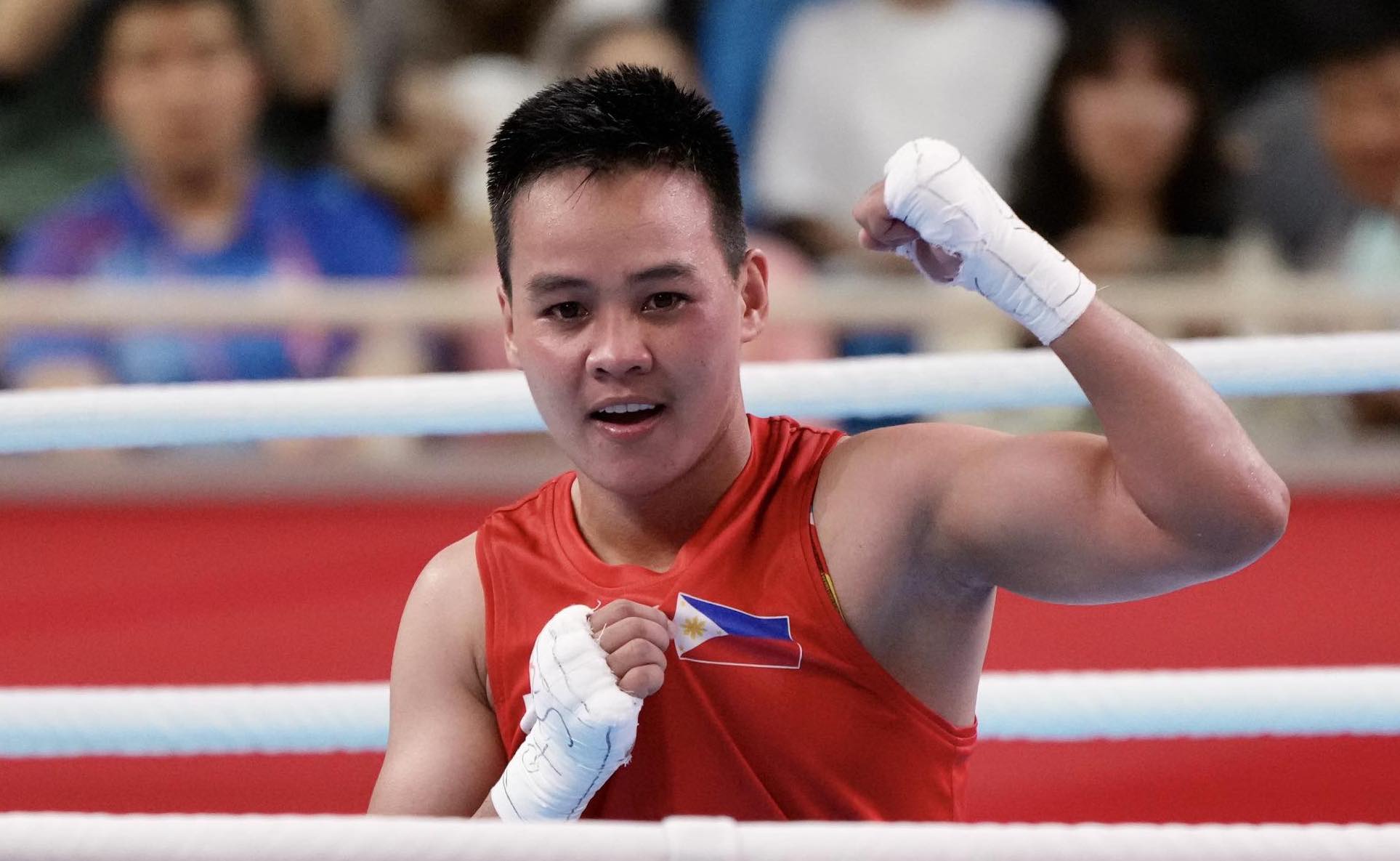 Filipino boxer Nesthy Petecio in the Asian Games in Huangzho, China