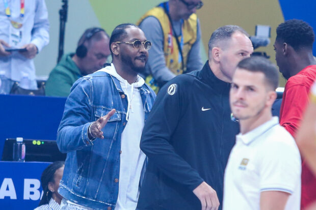 Carmelo Anthony present during the Fiba World Cup semifinal game between Team USA and Germany. 