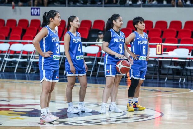 Members of the Gilas Pilipinas Women team during an open training with the men's team on Thursday.
