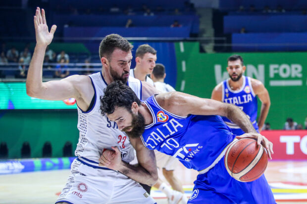 Italy's Luigi Datome in the Fiba World Cup second round.