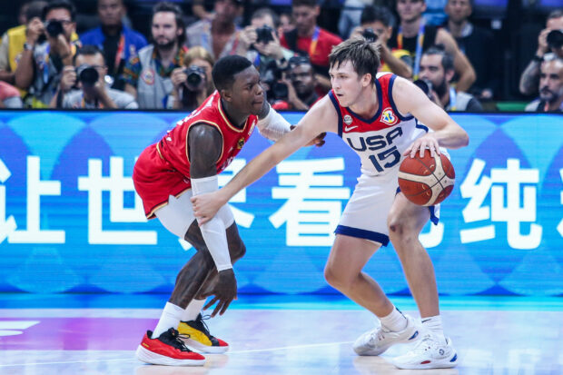 Germany's Dennis Schroder and Team USA's Austin Reaves