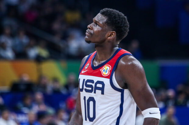Team USA star Anthony Edwards after they lost to Germany in the Fiba World Cup semifinals
