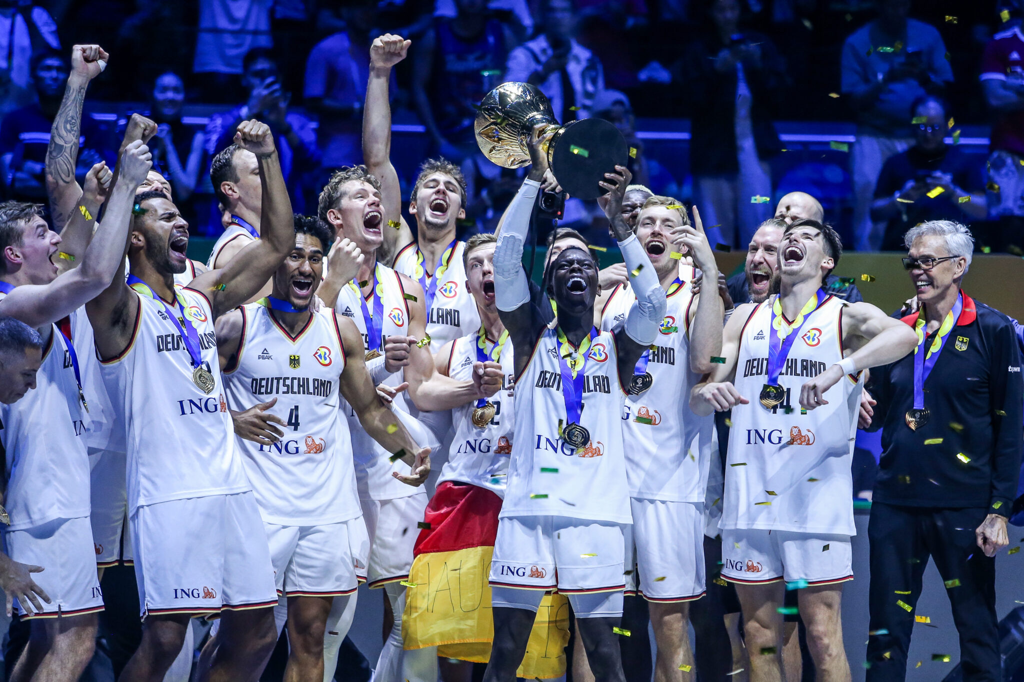 Fans cheer Germany team's return home after winning Fiba World Cup