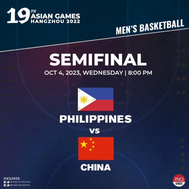 SCHEDULE Gilas at Asian Games basketball semifinals Inquirer Sports