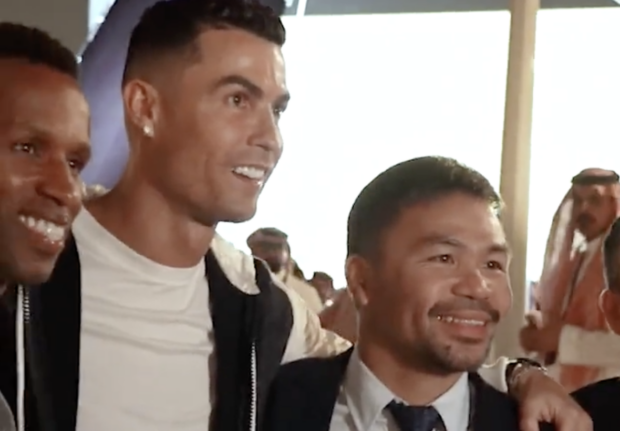 Football superstar Cristiano Ronaldo and Filipino boxing legend Manny Pacquiao